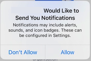Notifications permissions dialog