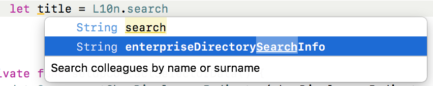 Strings code completion