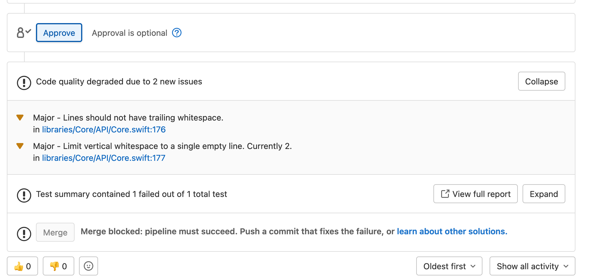 Gitlab code quality report