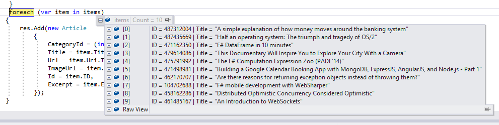 Debugger view in Visual Studio with custom data