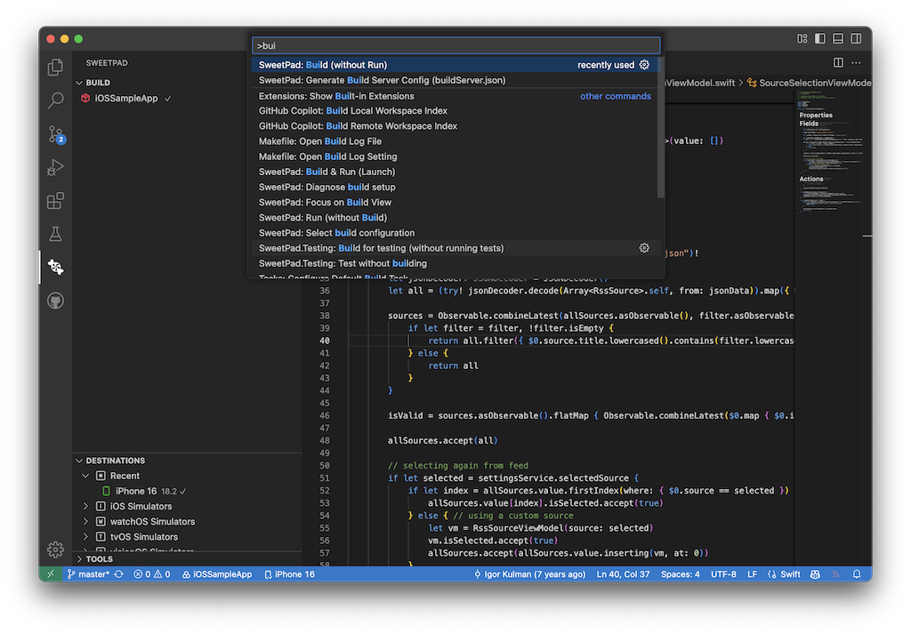 iOS project initial build