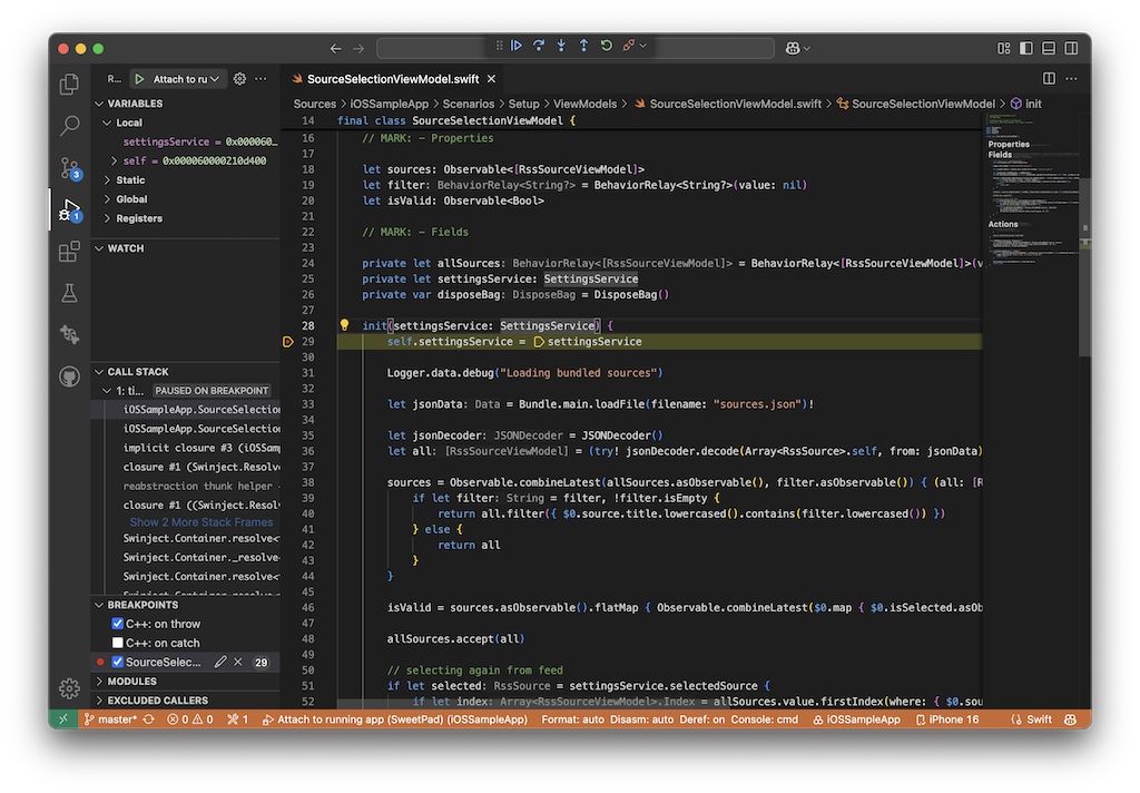 iOS project debugging