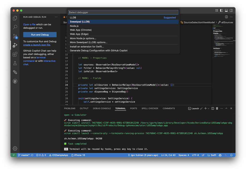 Generating debugger configuration